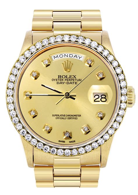 replica rolex 18k yellow gold day-date president diamond mens|rolex day date.